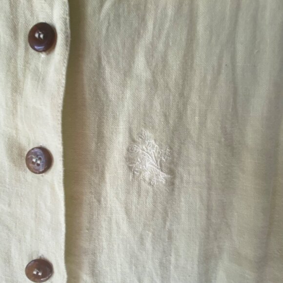 Kiko Sleeveless Linen Maxi Dress Women M Floral Embroidery Button-Back Yellow - Picture 10 of 10